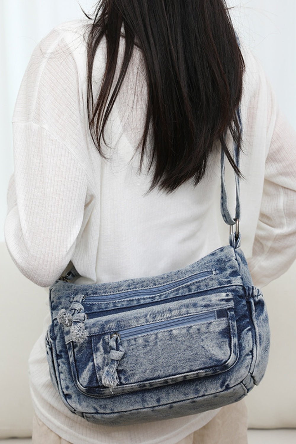 Adjustable Strap Denim Crossbody Bag | Sugarz Chique Boutique