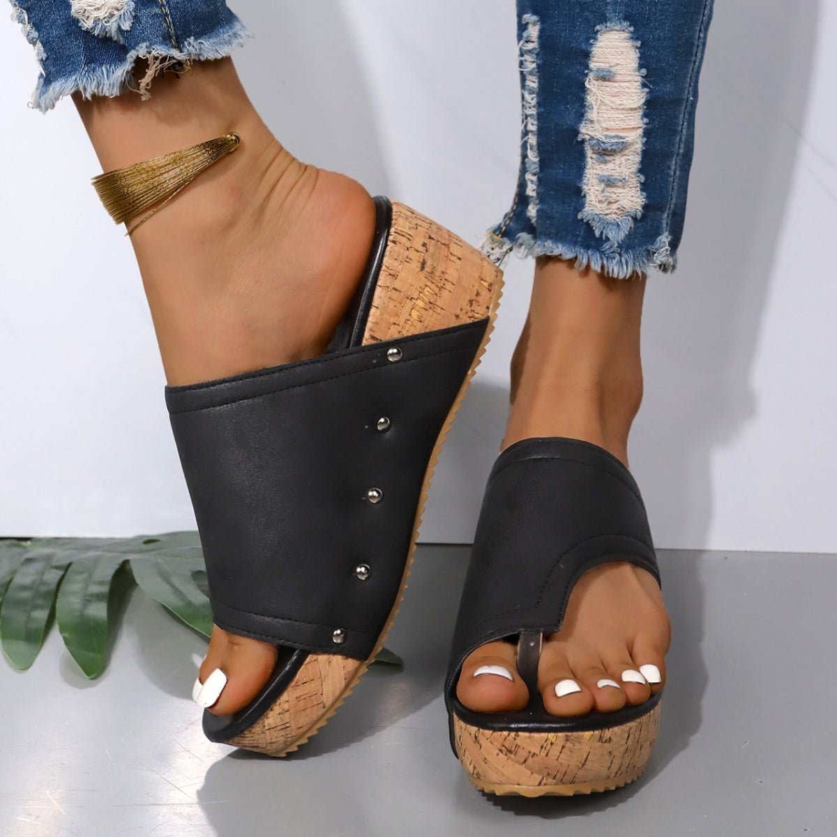 PU Leather Wedge Sandals | Sugarz Chique Boutique