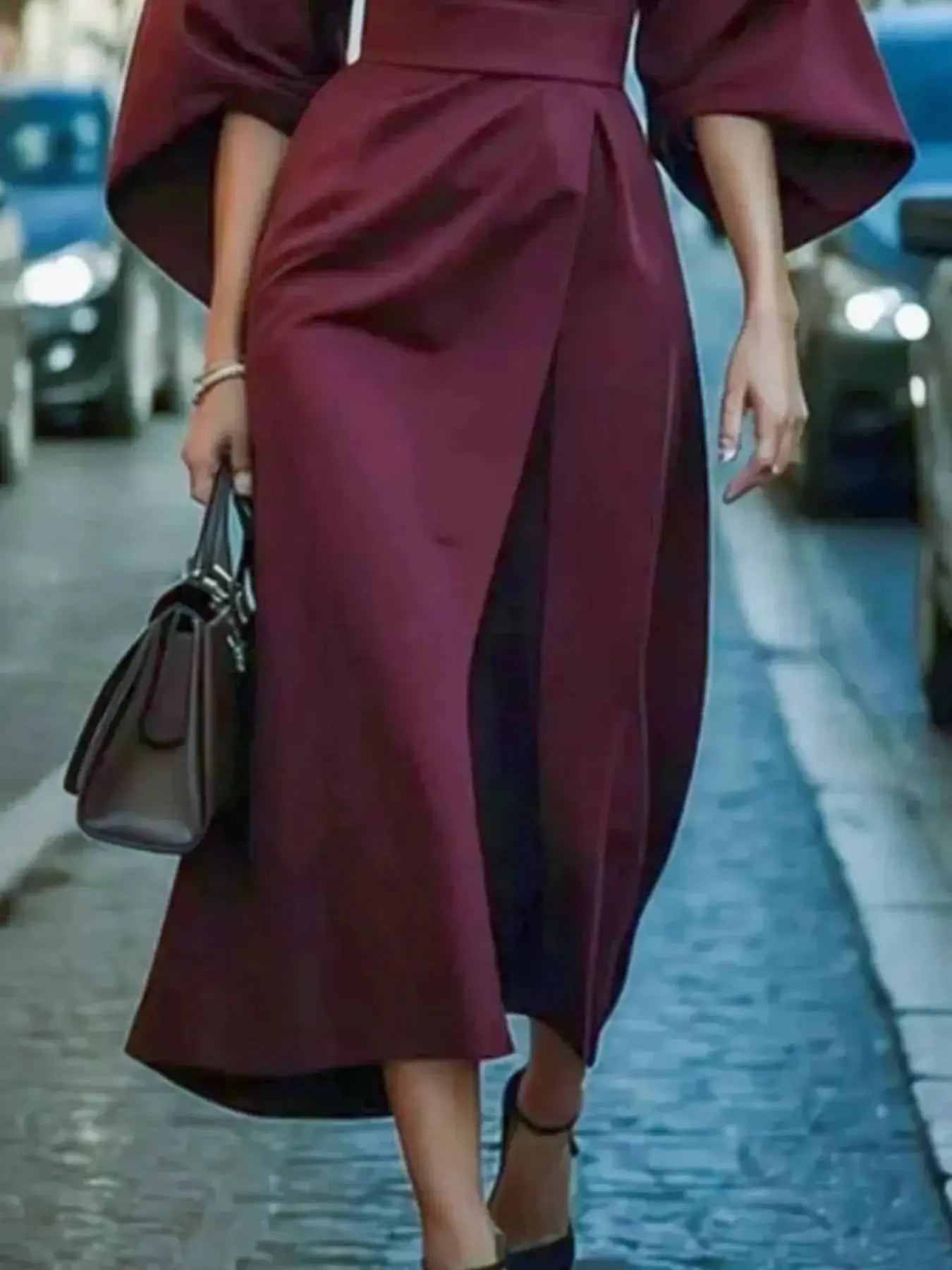Round Neck 3/4 Sleeve Dress | Sugarz Chique Boutique