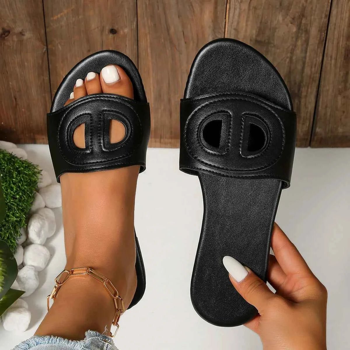 Open Toe Flats Sandals | Sugarz Chique Boutique