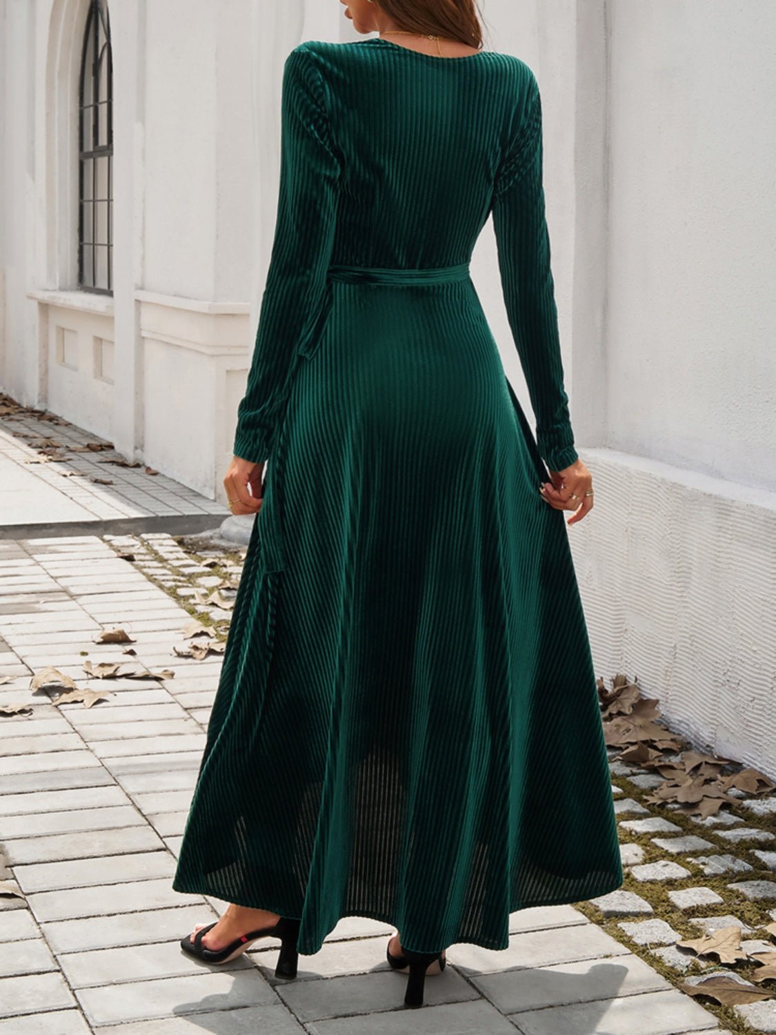 Devine Split Surplice Long Sleeve Midi Dress | Sugarz Chique Boutique