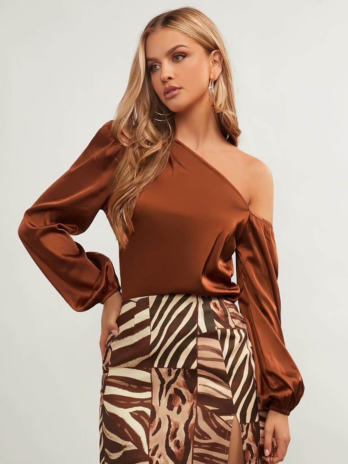 One Shoulder Long Sleeve Blouse | Sugarz Chique Boutique