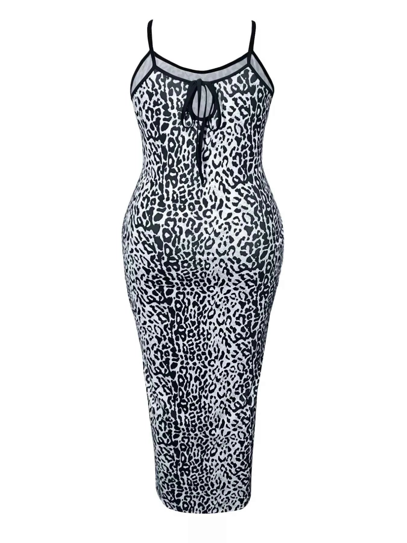 Plus Size Leopard Print Bodycon Maxi Dress