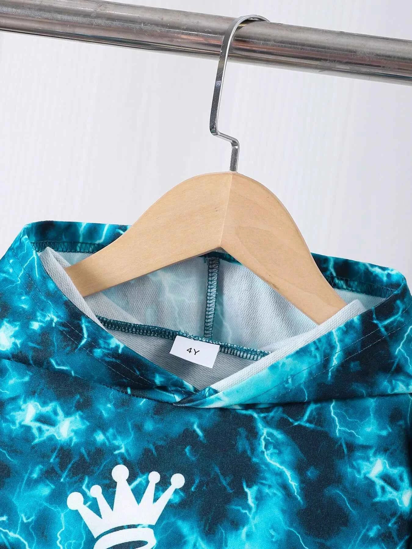 Children's King Letter Lightning Hoodie & Pants Set