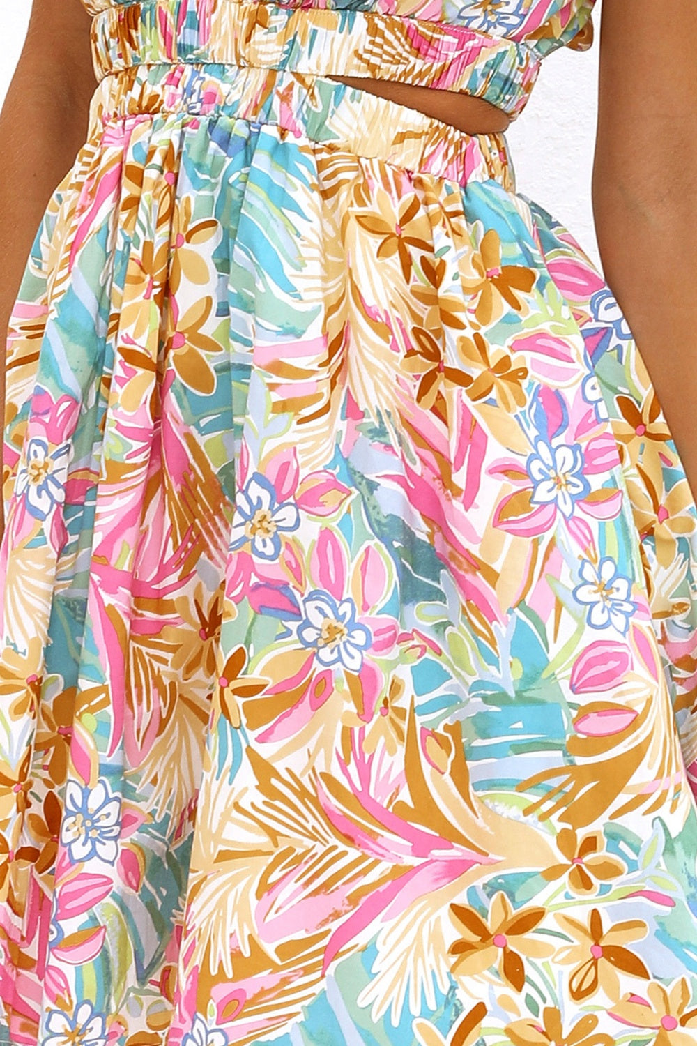Backless Floral Short Sleeve Mini Dress