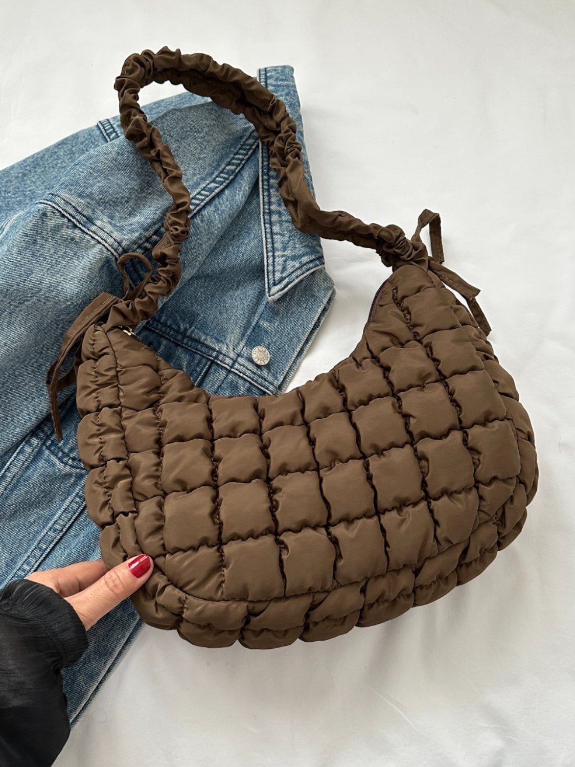 Bubble Texture Ruched Strap Quilted Shoulder Bag | Sugarz Chique Boutique