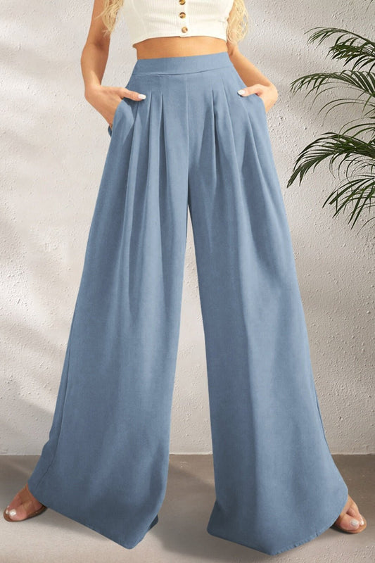 Pocketed High Waist Wide Leg Pants | Sugarz Chique Boutique