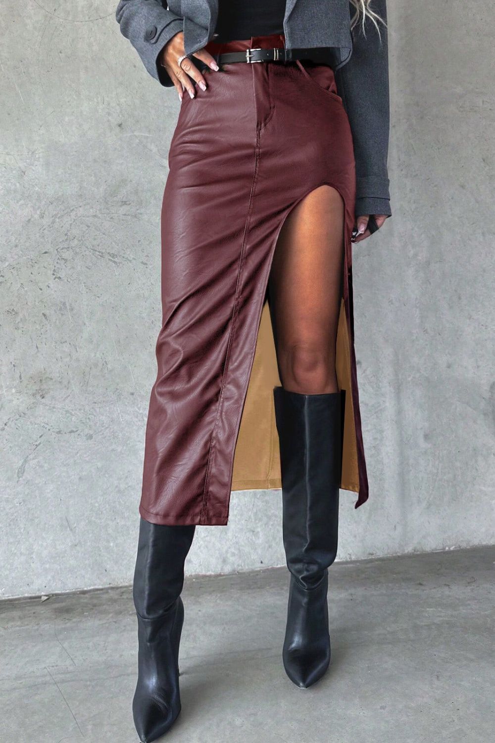 Slit Midi Skirt with Pockets | Sugarz Chique Boutique