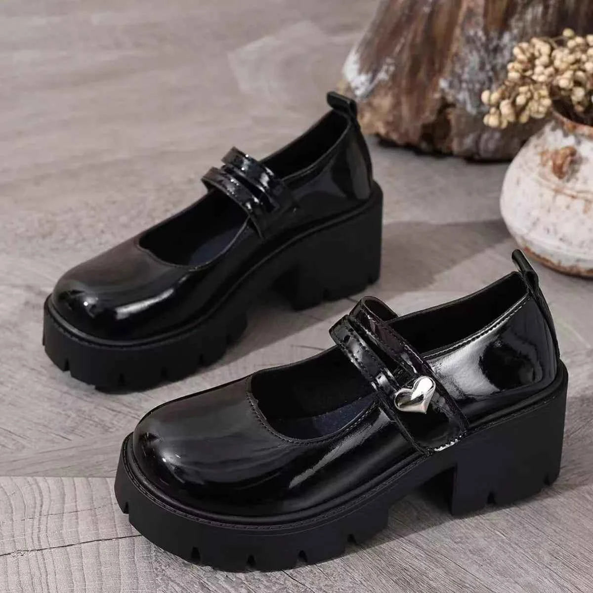 Round Toe Block Heels Loafers