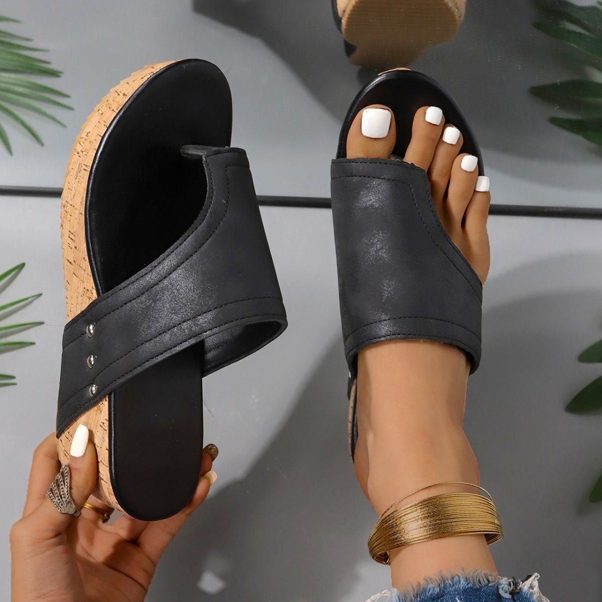 PU Leather Wedge Sandals | Sugarz Chique Boutique