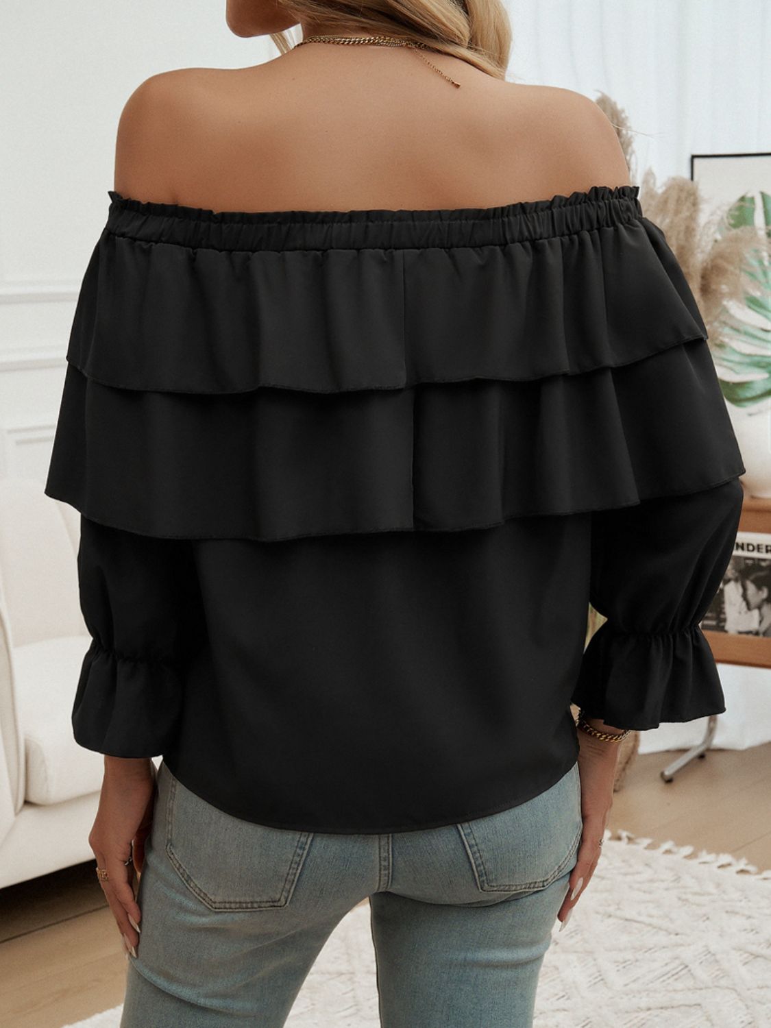 Off-Shoulder Flounce Sleeve Blouse | Sugarz Chique Boutique