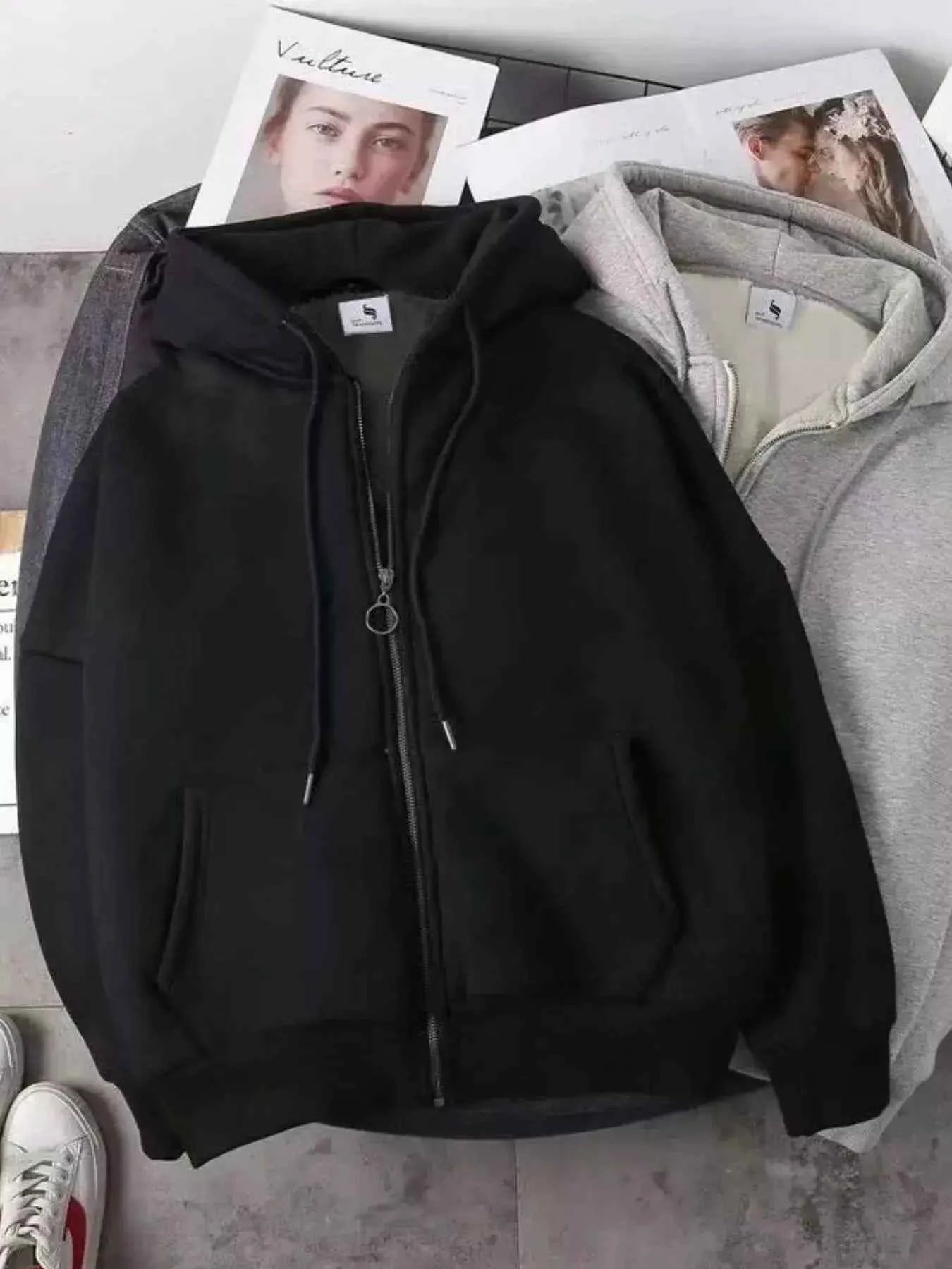 Men's Plus Size Fleece Lined Zip-Up Hoodie