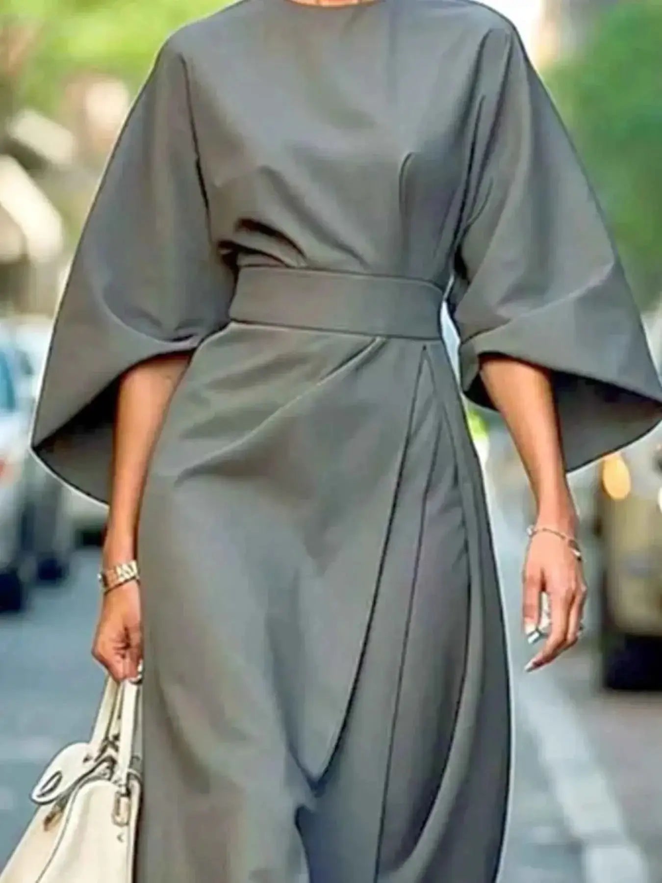 Round Neck 3/4 Sleeve Dress | Sugarz Chique Boutique