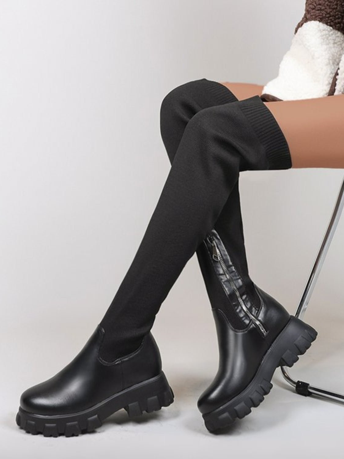 PU Leather Round Toe Platform Boots | Sugarz Chique Boutique