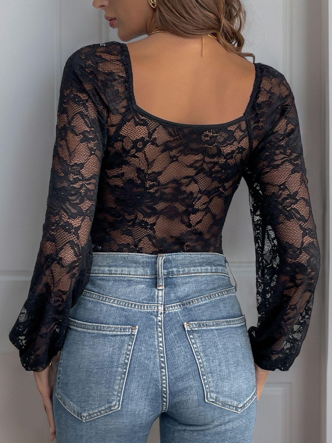 Perfee Lace V-Neck Long Sleeve Bodysuit | Sugarz Chique Boutique