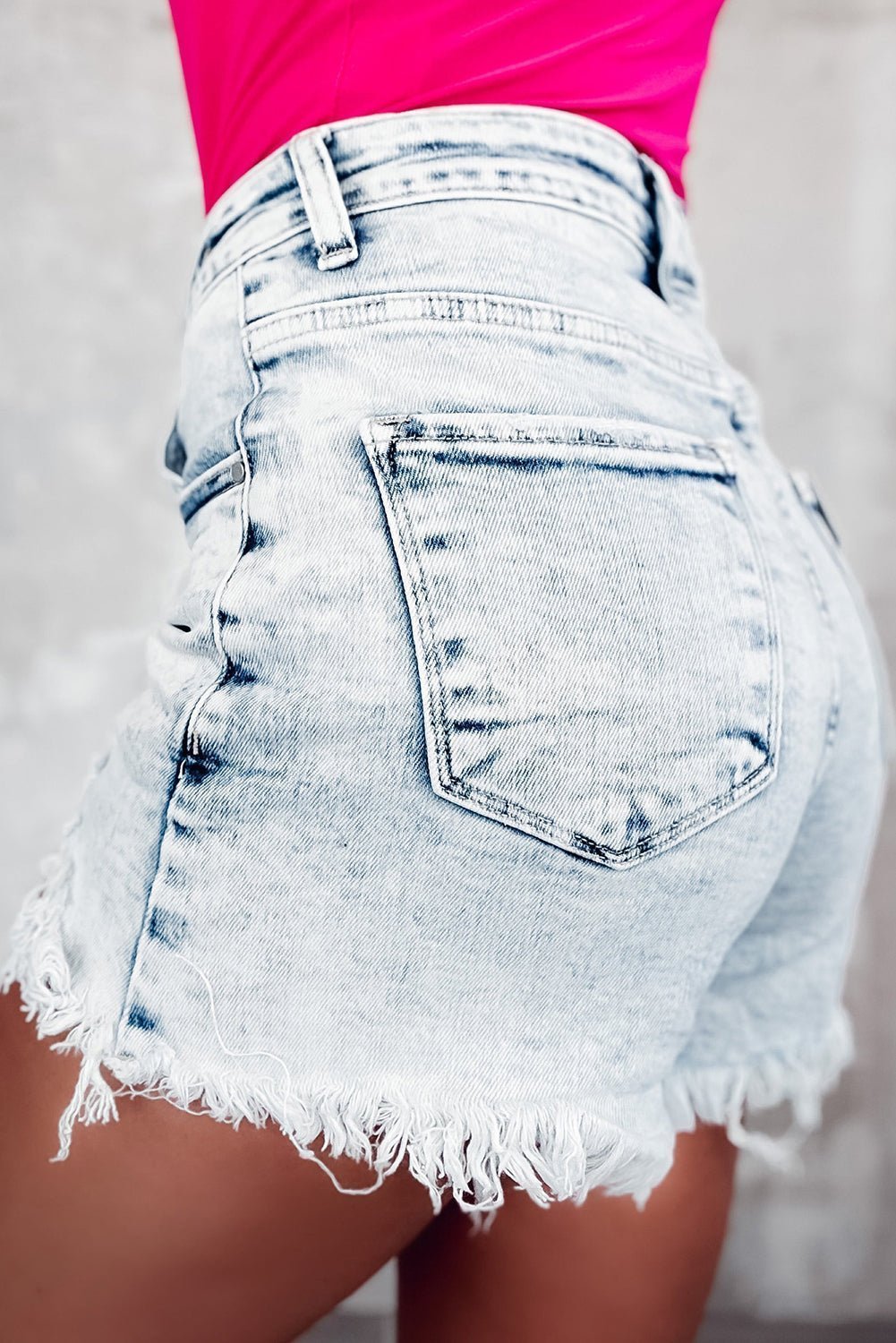 Raw Hem Buttoned Denim Shorts with Pockets | Sugarz Chique Boutique