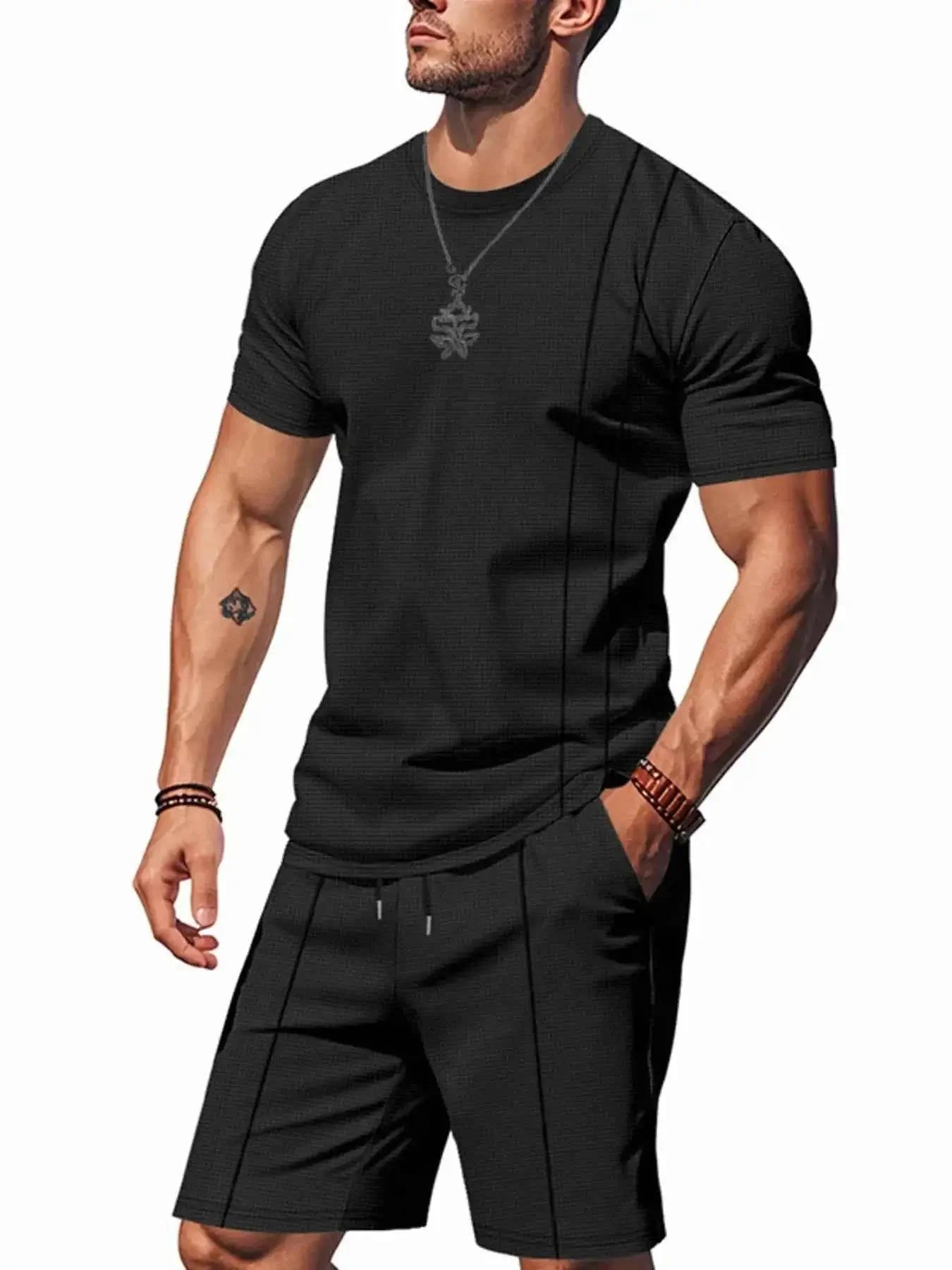 Men's Full Size Round Neck Short Sleeve Top and Shorts Set Plus Size | Sugarz Chique Boutique