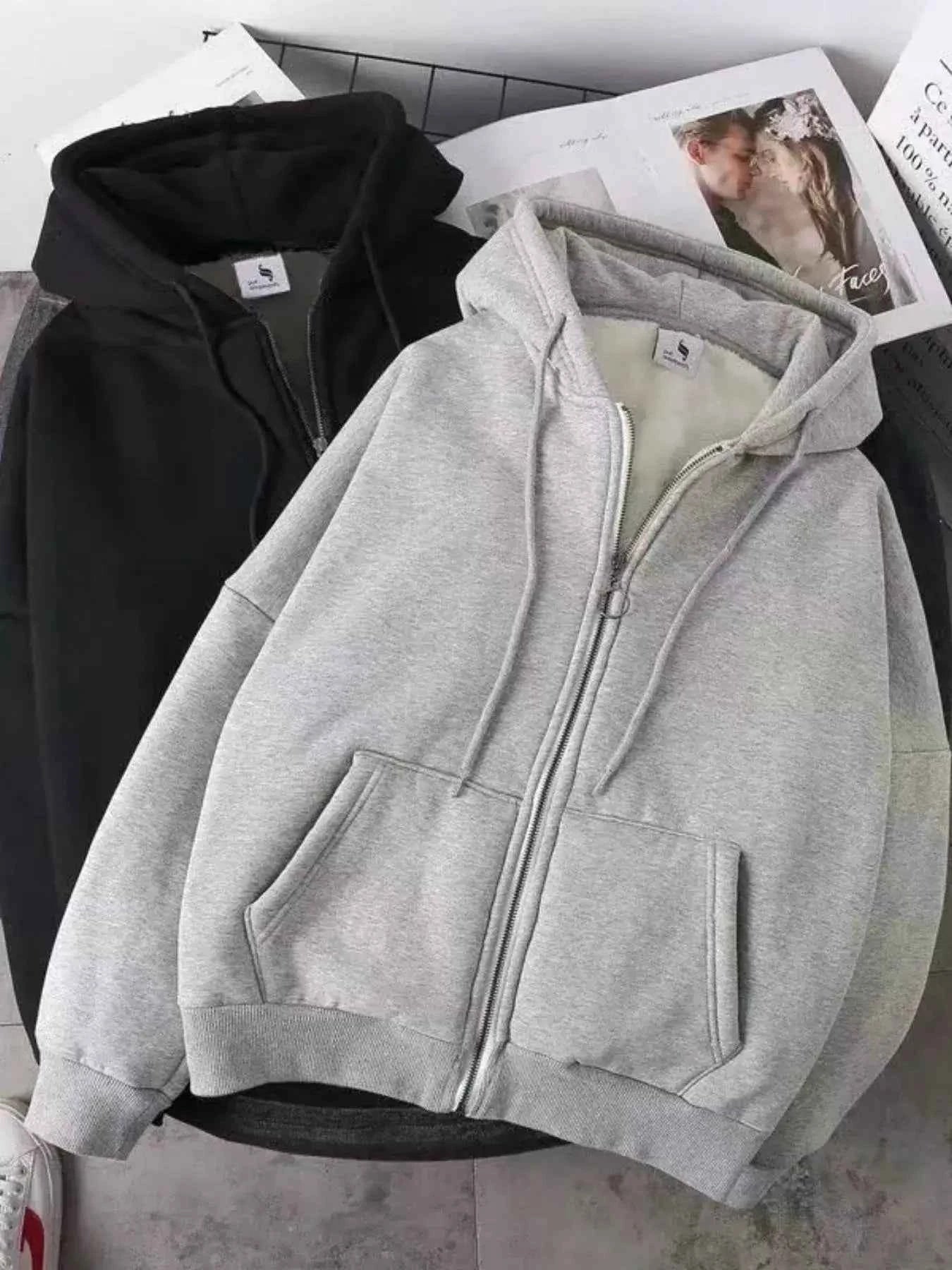 Men's Plus Size Fleece Lined Zip-Up Hoodie