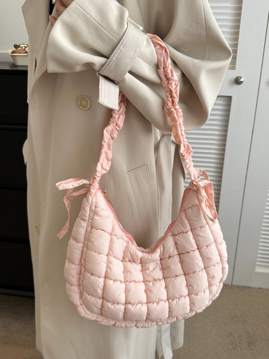 Bubble Texture Ruched Strap Quilted Shoulder Bag | Sugarz Chique Boutique