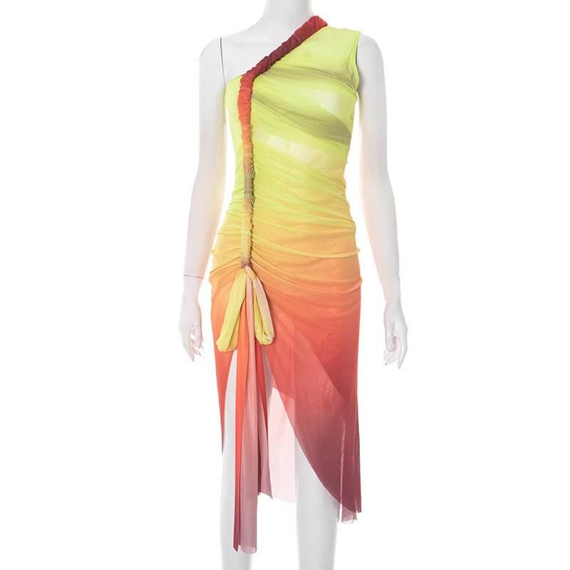 Women's Gradient Printing Shoulder Sleeveless Dress | Sugarz Chique Boutique