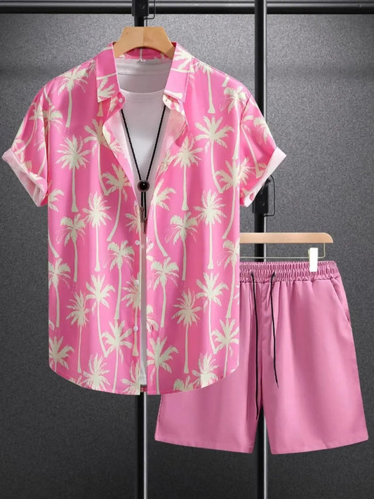 Men's Palm Tree Print Top and Shorts Summer Set | Sugarz Chique Boutique