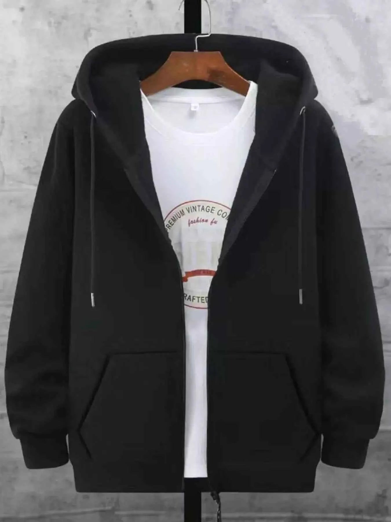 Men's Plus Size Fleece Lined Zip-Up Hoodie