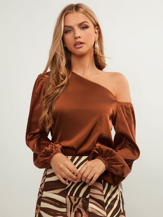 One Shoulder Long Sleeve Blouse | Sugarz Chique Boutique