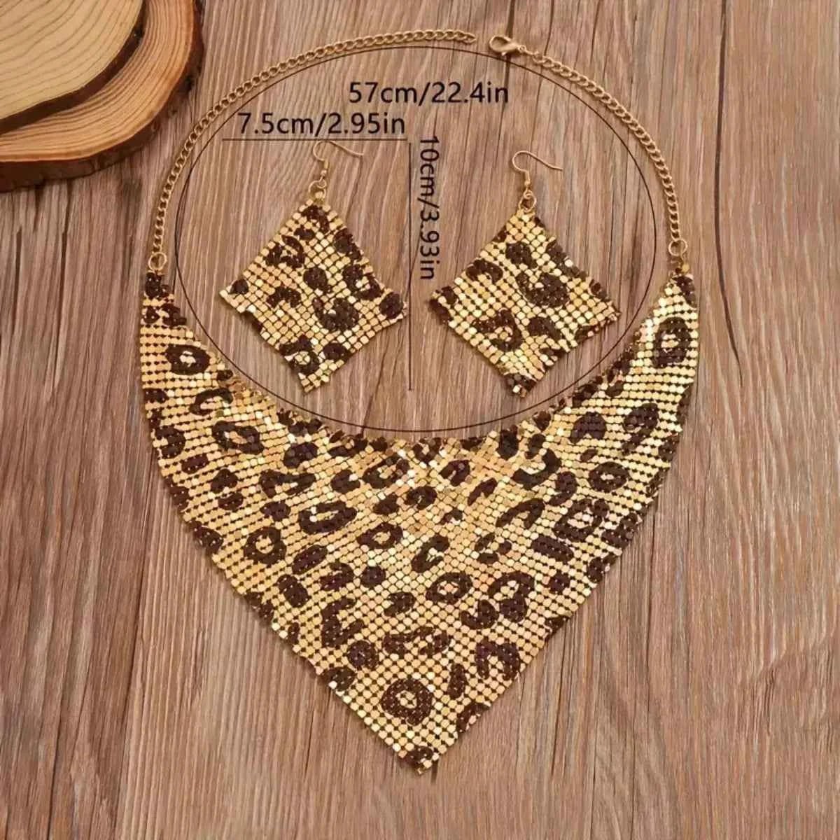 Leopard Necklace and Earrings Jewelry Set | Sugarz Chique Boutique