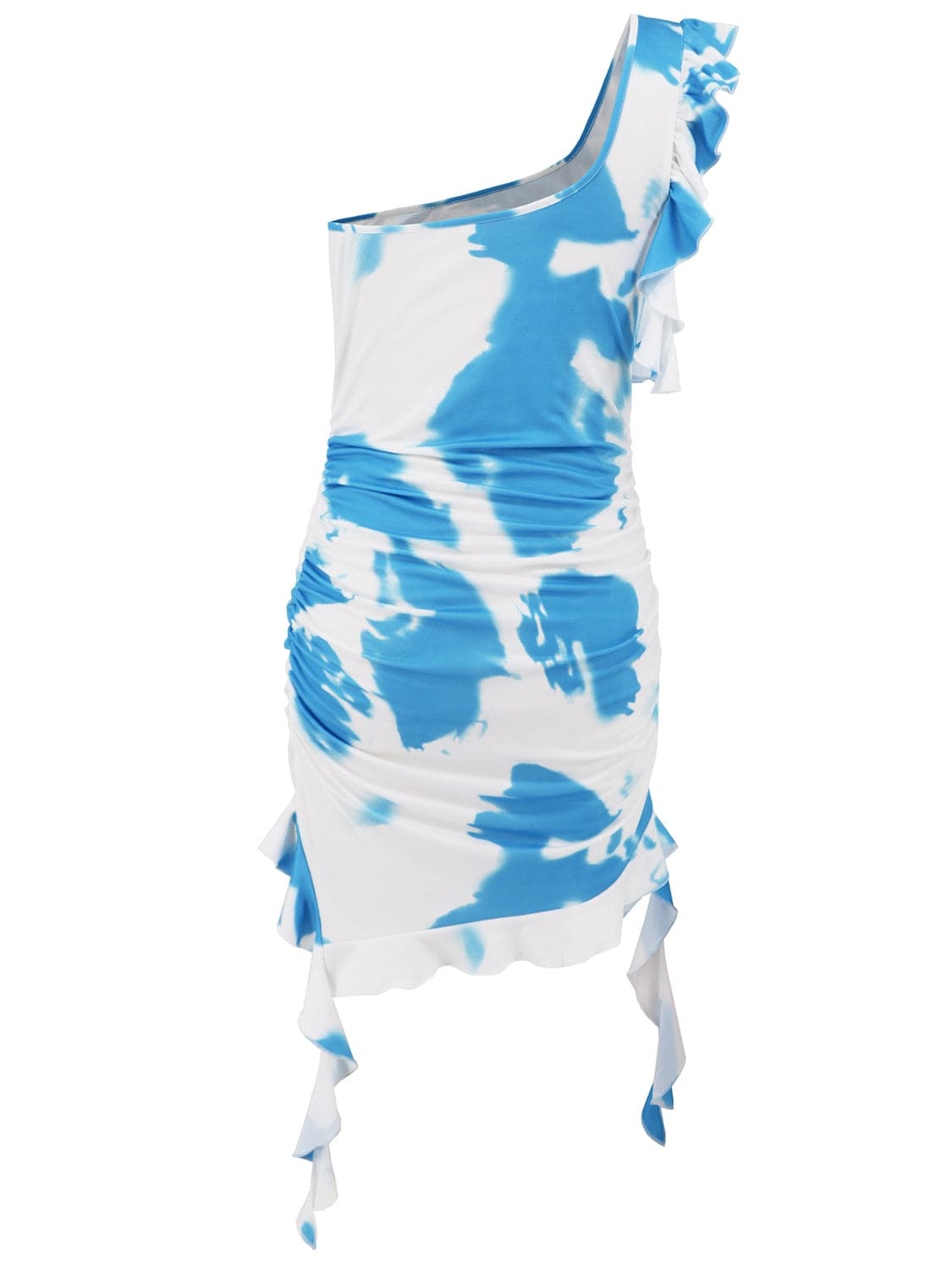 Ruffled Tie-Dye Single Shoulder Mini Dress | Sugarz Chique Boutique