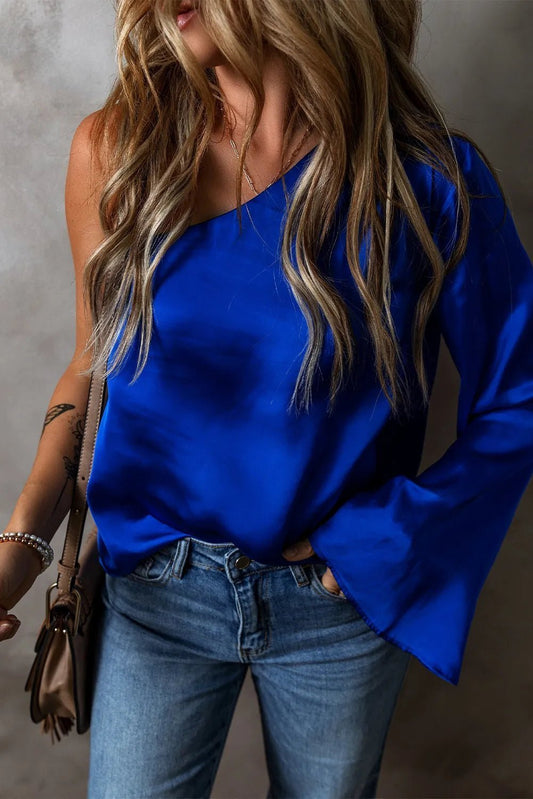 One Shoulder Long Sleeve Blouse | Sugarz Chique Boutique