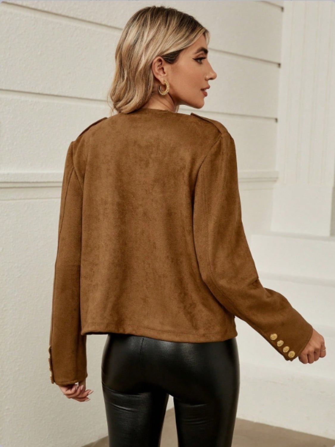 Snap Down Round Neck Jacket | Sugarz Chique Boutique