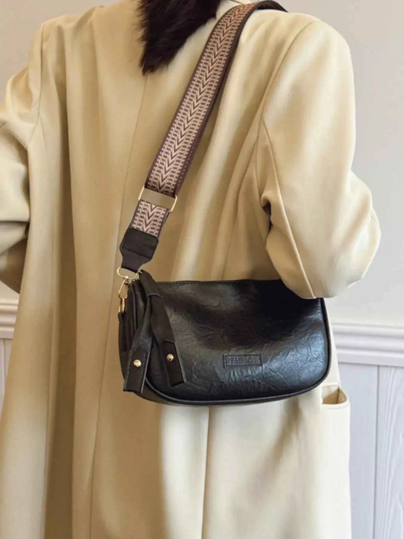 Retro Style Shoulder Crossbody Bag with Wide Strap