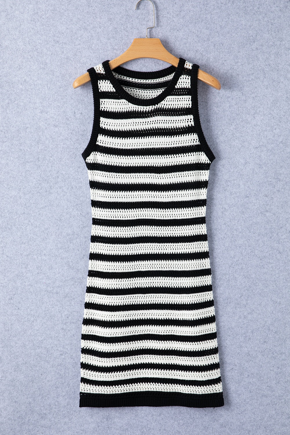 Openwork Striped Wide Strap Knit Dress | Sugarz Chique Boutique