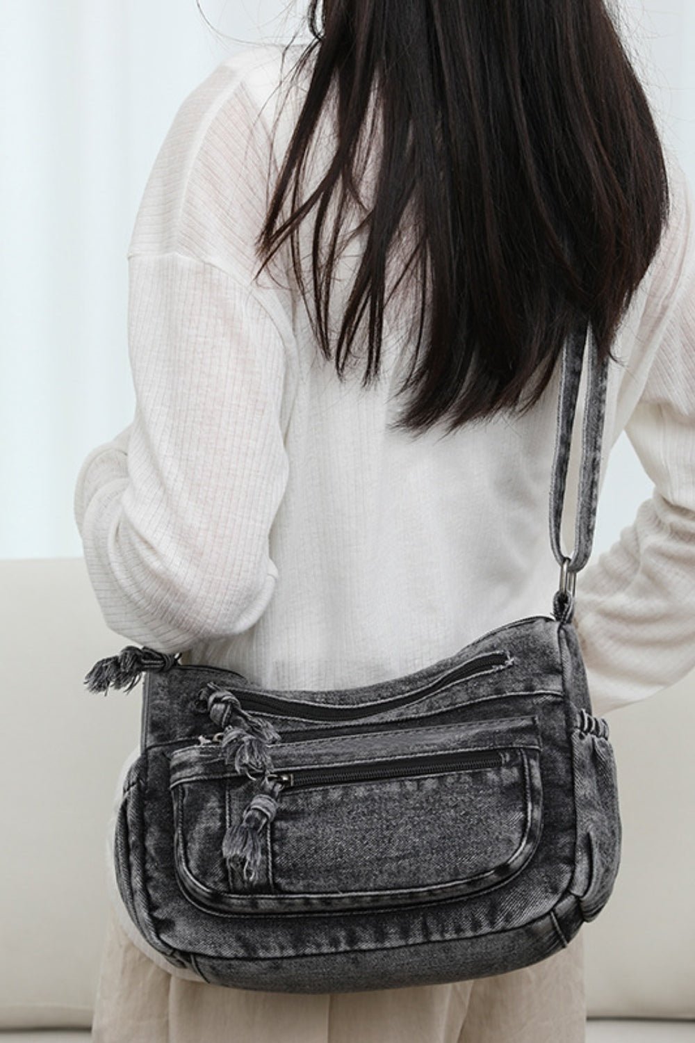 Adjustable Strap Denim Crossbody Bag | Sugarz Chique Boutique