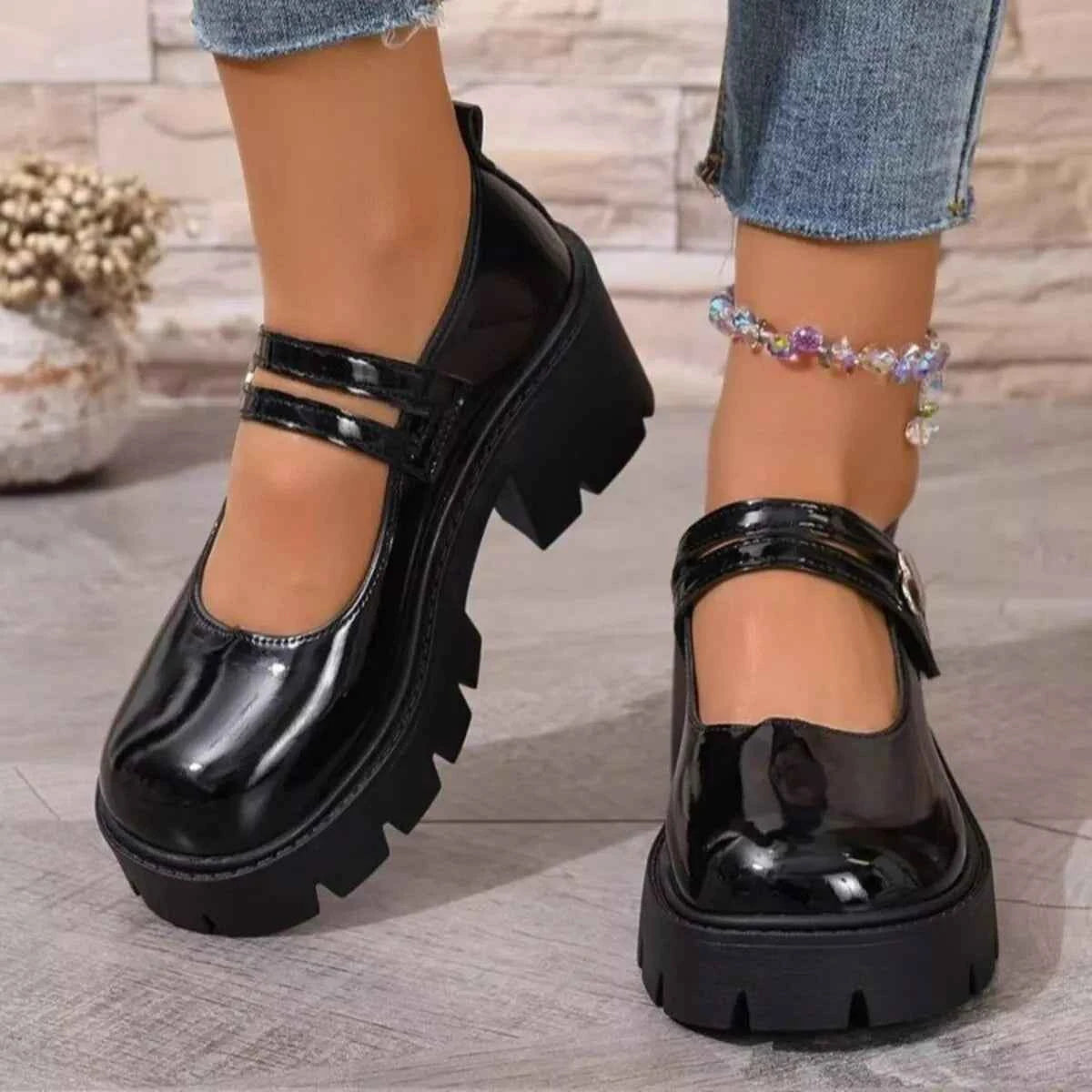 Round Toe Block Heels Loafers