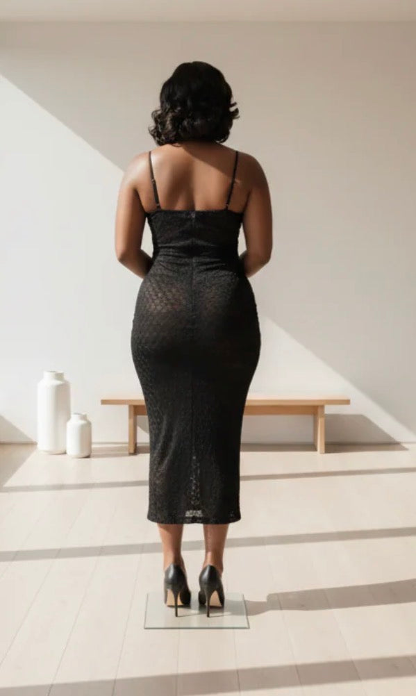 Sheer Textured Spaghetti Strap Dress - Sugarz Chique Boutique 