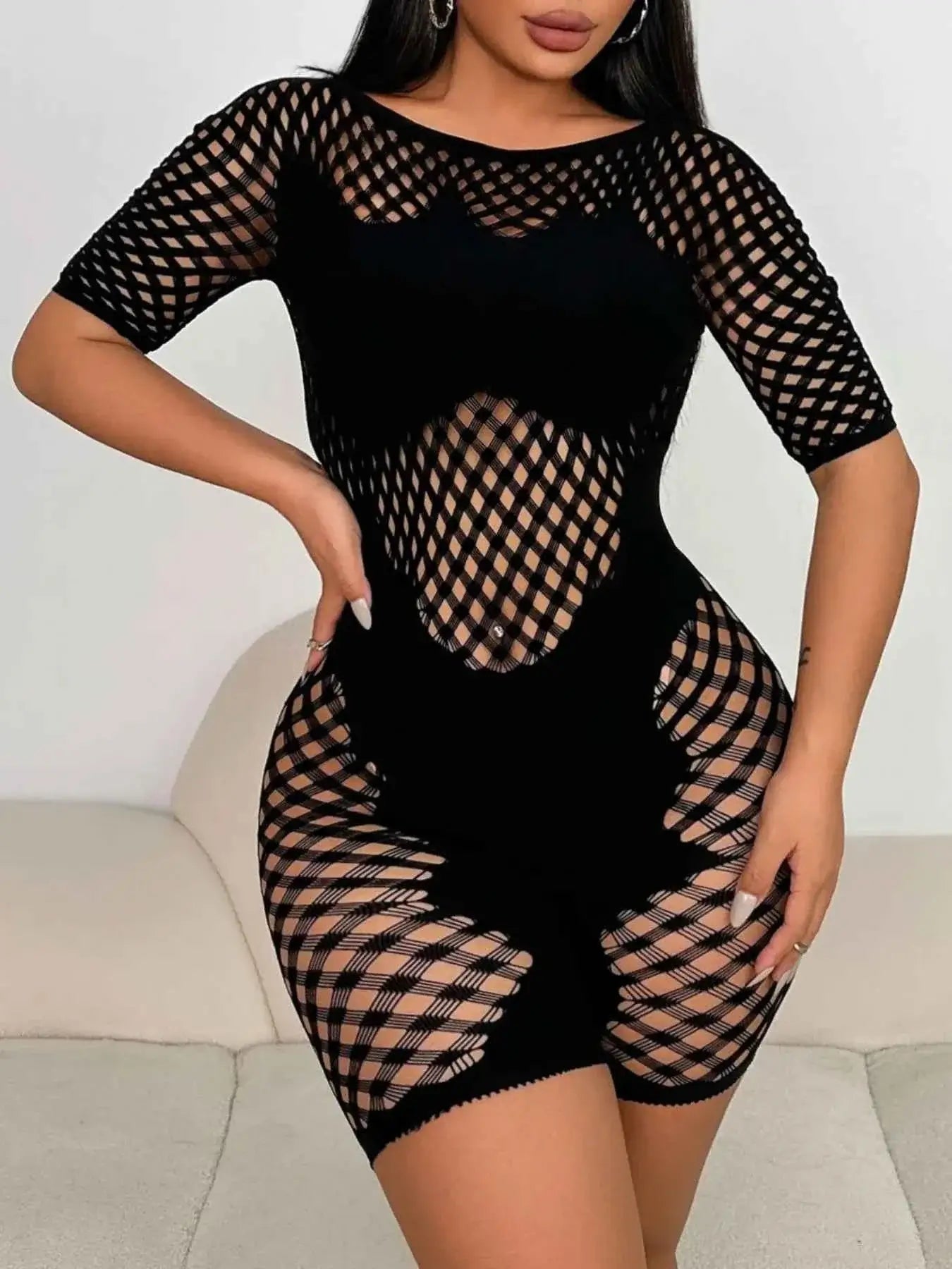 Fishnet Mesh Bodycon Romper
