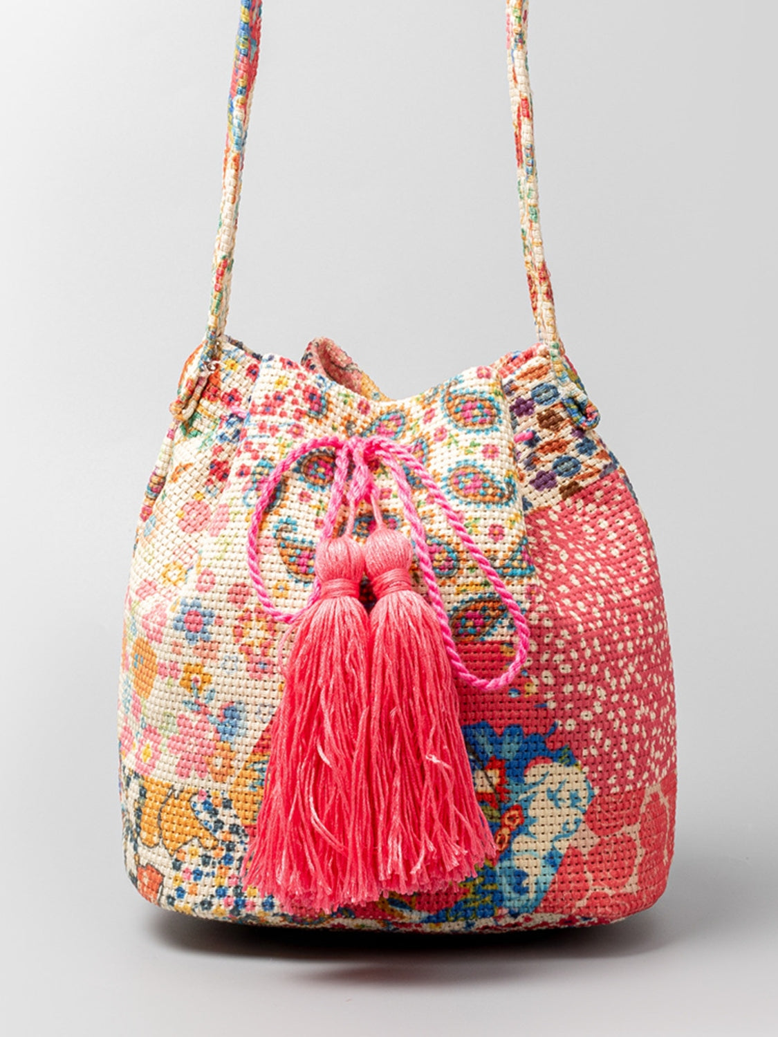 Drawstring Tassel Geometric Shoulder Bag | Sugarz Chique Boutique