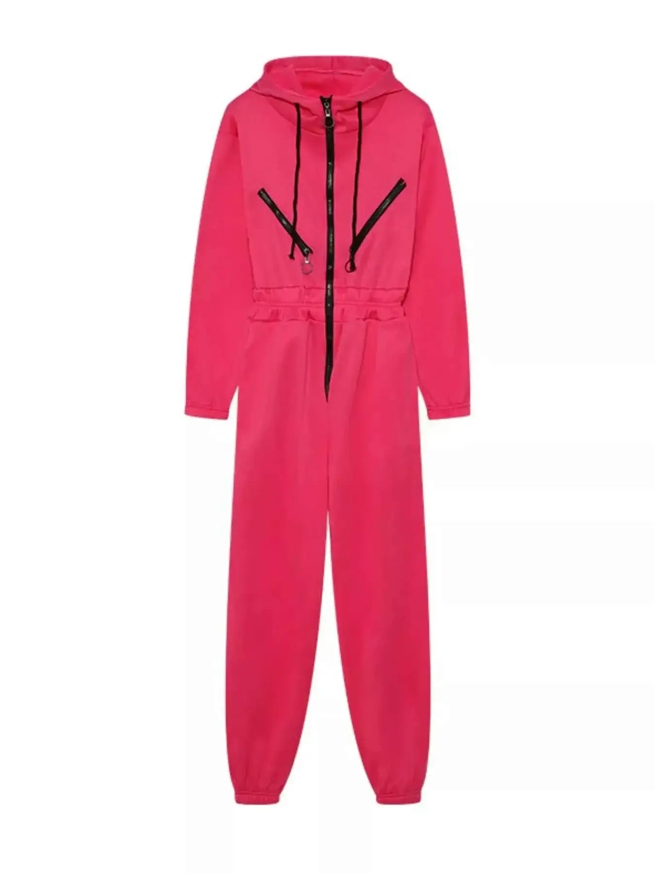 Hooded Zip-Up Long Sleeve Jumpsuit