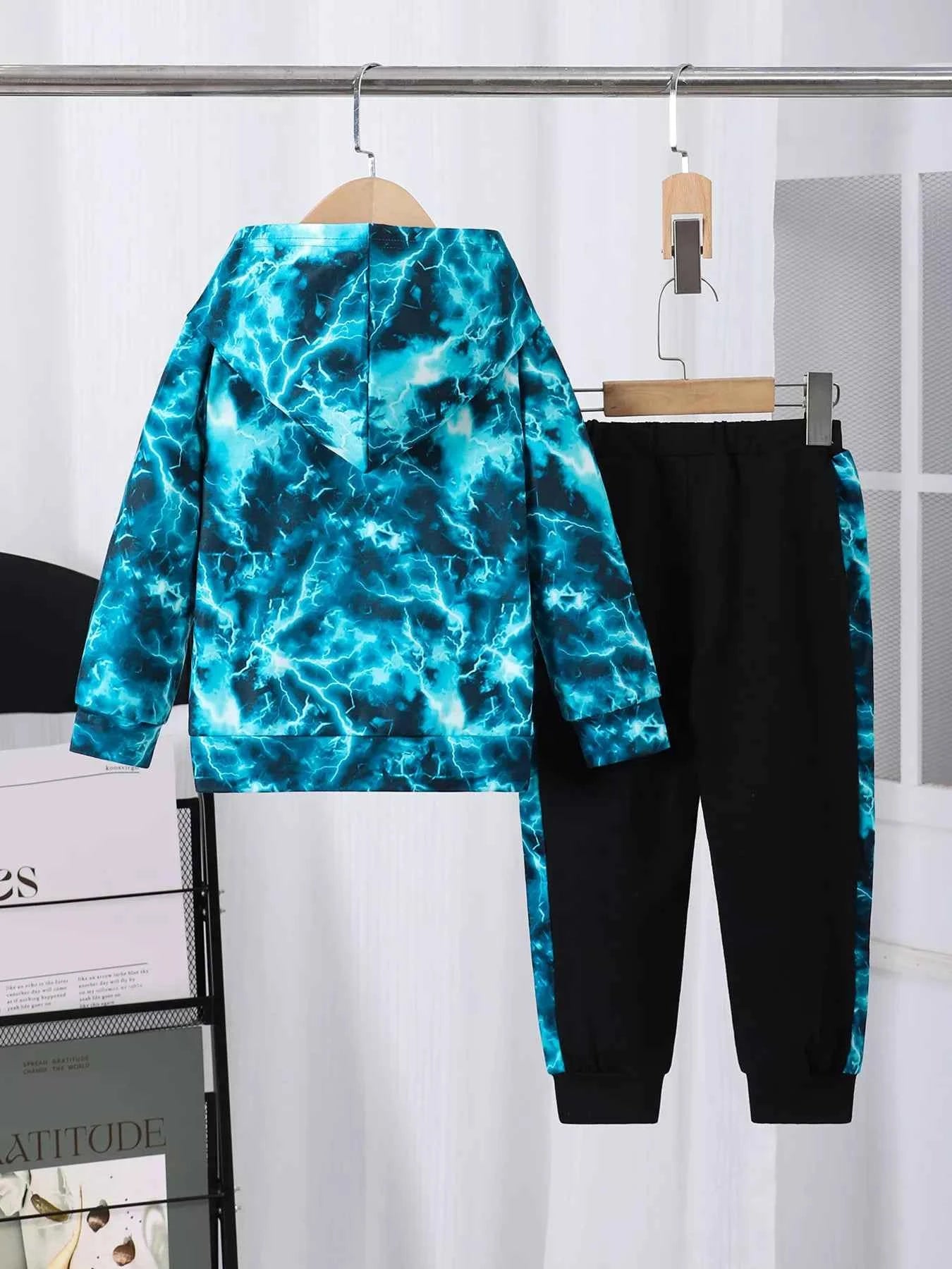 Children's King Letter Lightning Hoodie & Pants Set