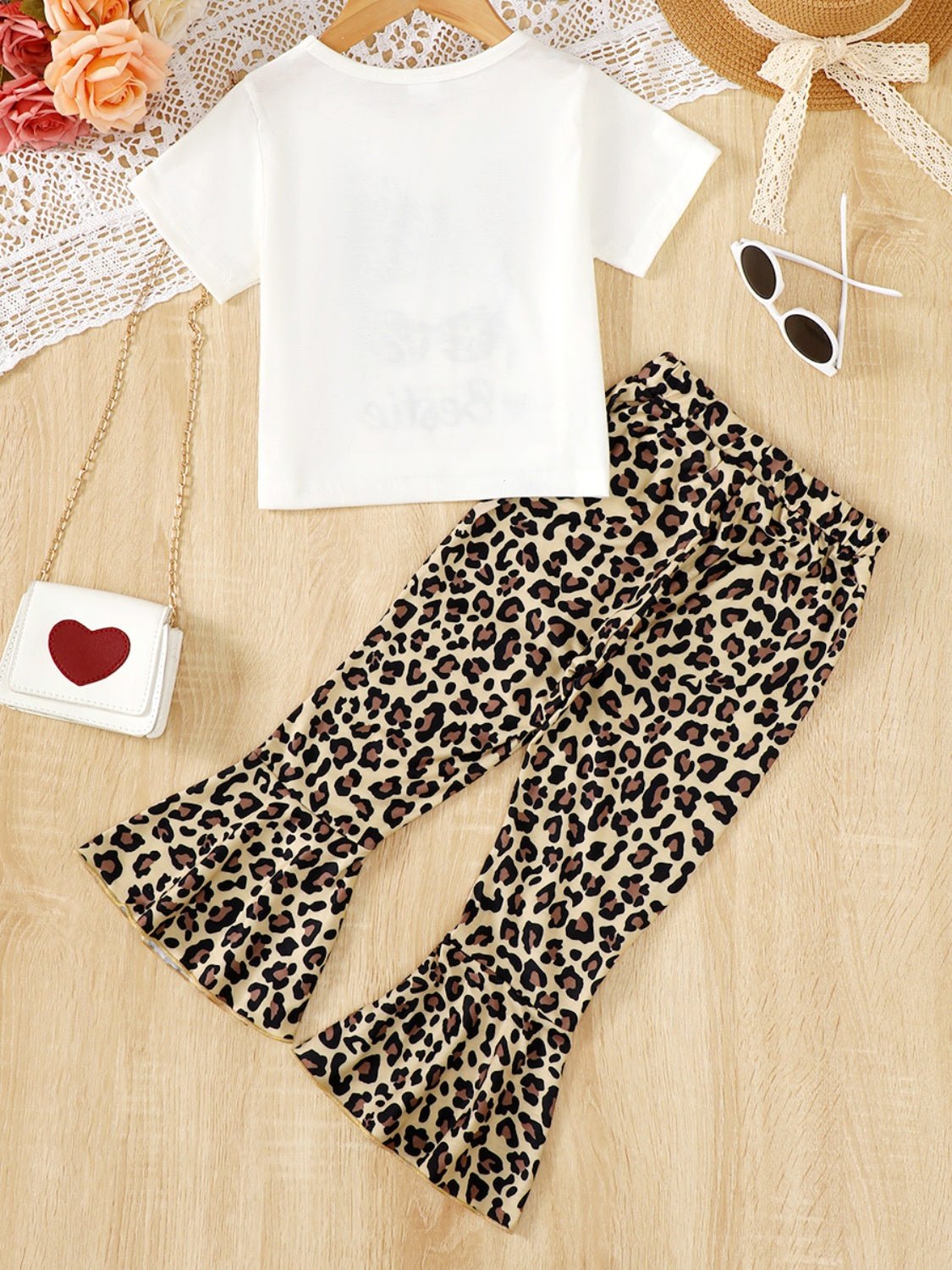 BESTIE Round Neck T-Shirt and Leopard Pants Set | Sugarz Chique Boutique