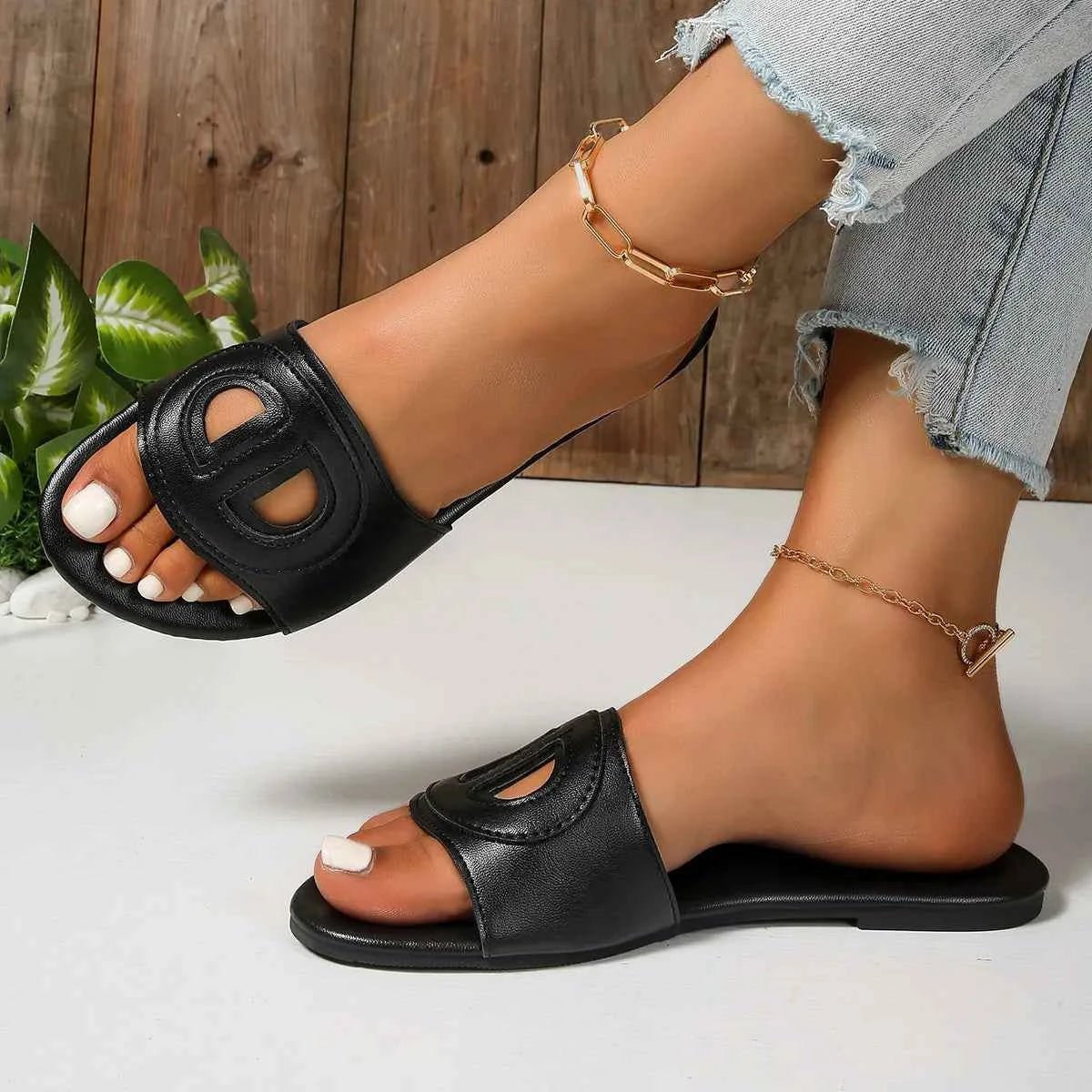 Open Toe Flats Sandals | Sugarz Chique Boutique