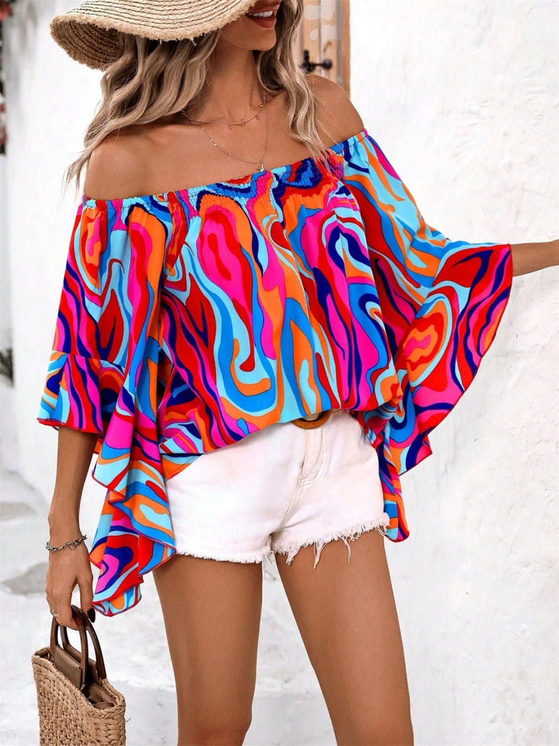 Printed Off-Shoulder Blouse | Sugarz Chique Boutique