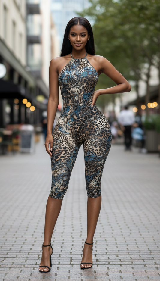 Multi-Colored Halter Neck Romper