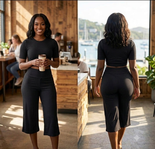 Flared Capri Pants and Top Set