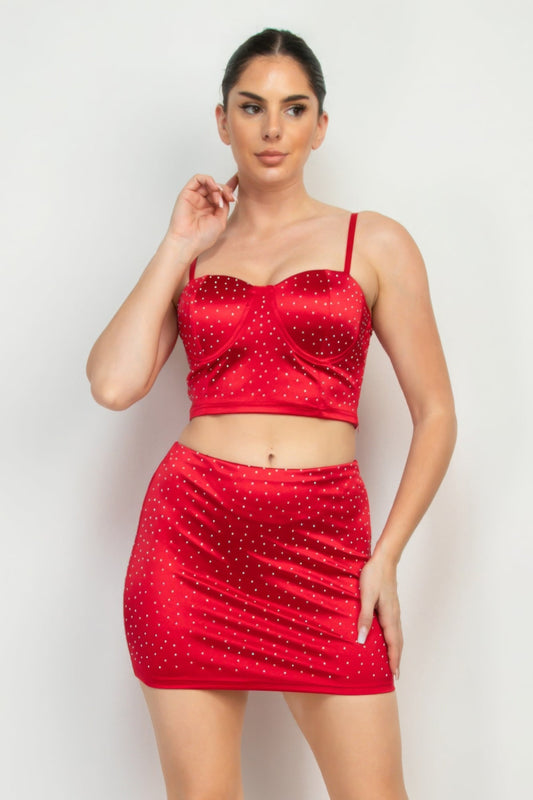 Sweetheart Bustier Rhinestones Crop Top | Sugarz Chique Boutique