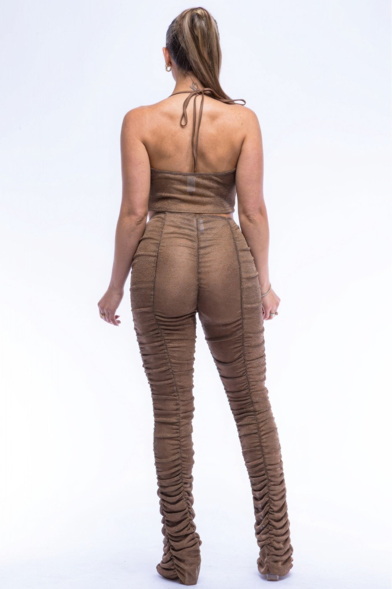 Halter Top Ruched Pants Set | Sugarz Chique Boutique