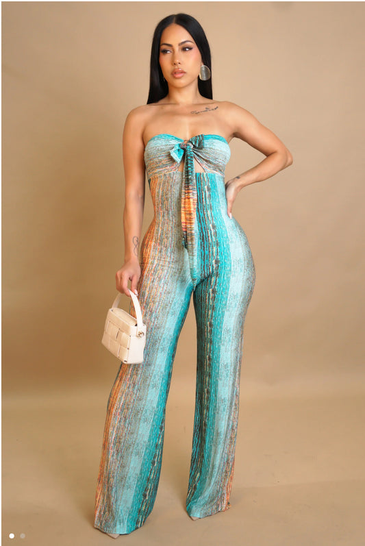 Strapless Tie-front Jumpsuit