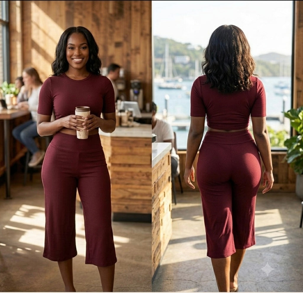 Flared Capri Pants and Top Set