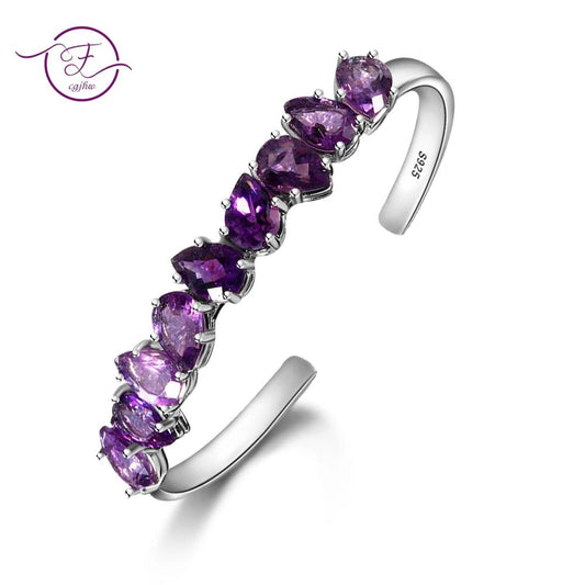 Silver Charm Natural Amethyst Bracelets Bangles For Women 925 Sterling Silver Jewelry Luxury Anniversary Engagement Party Gifts | Sugarz Chique Boutique